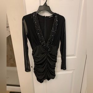 Black Mesh Long Sleeve Romper